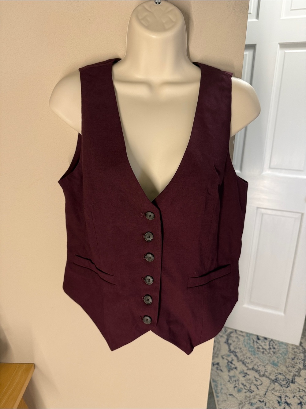 A New Day burgundy button down vest